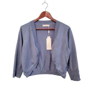 Belle Pique Blue Open-Front Cardigan‎ Elegant Timeless Womens Size XL Exquisite